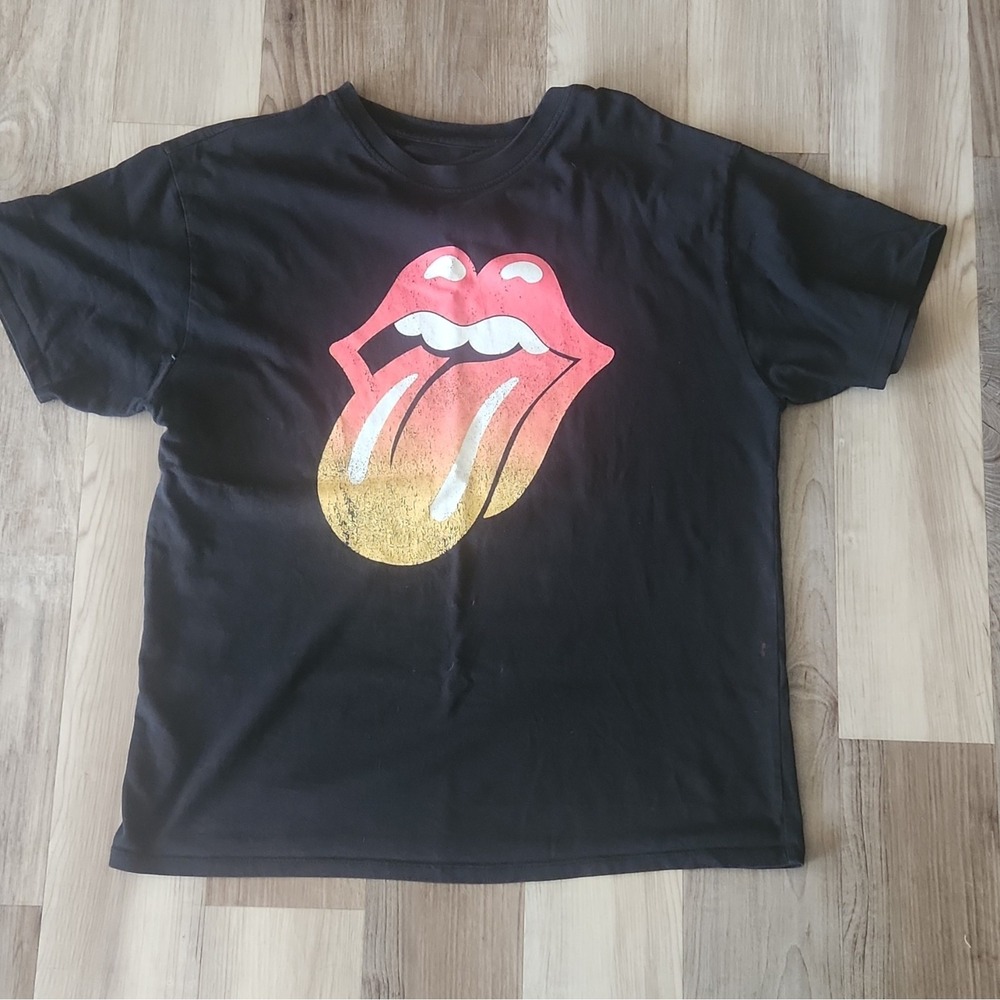 Rolling Stones 1978 Tour Black Graphic T-Shirt Tongue Logo Tour Dates Large
